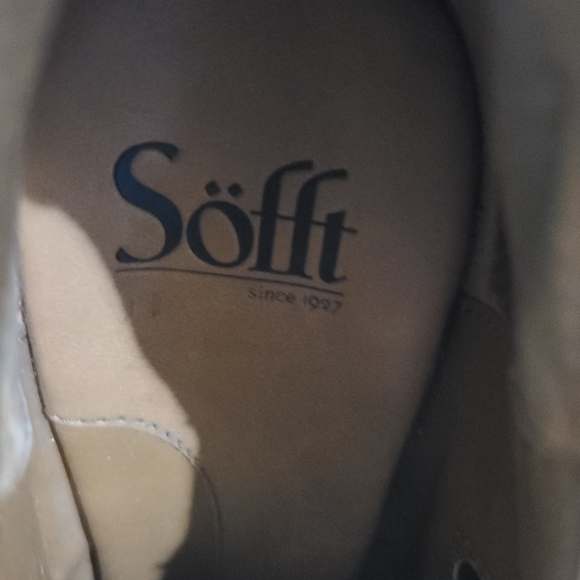 Sofft Women's 6.5M Brown Suede Comfort Slip on Cap Toe Wooden Heel Ankle Boots - Picture 5 of 9